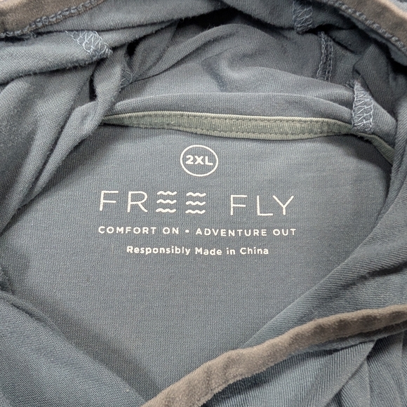 Free Fly Hoodie Mens 2XL Blue Slate Bamboo Lightweight Outdoor Fishing - Picture 8 of 9